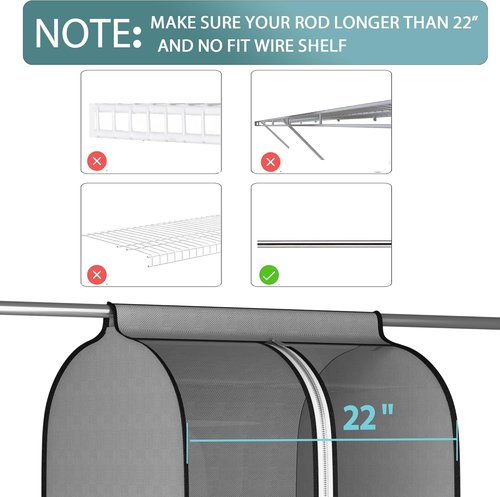 Liuoud 22” Gusseted Garment Bags - Large Clear Window Clothes Cover for Closet Storage | 2 Pack, 50” Long