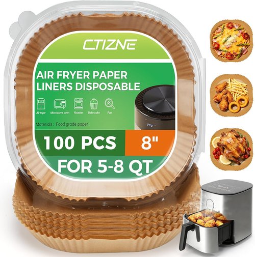 Air Fryer Liners - 100 PCS Non-Stick Waterproof Parchment Paper | 8" Square for 5-8 QT Air Fryers