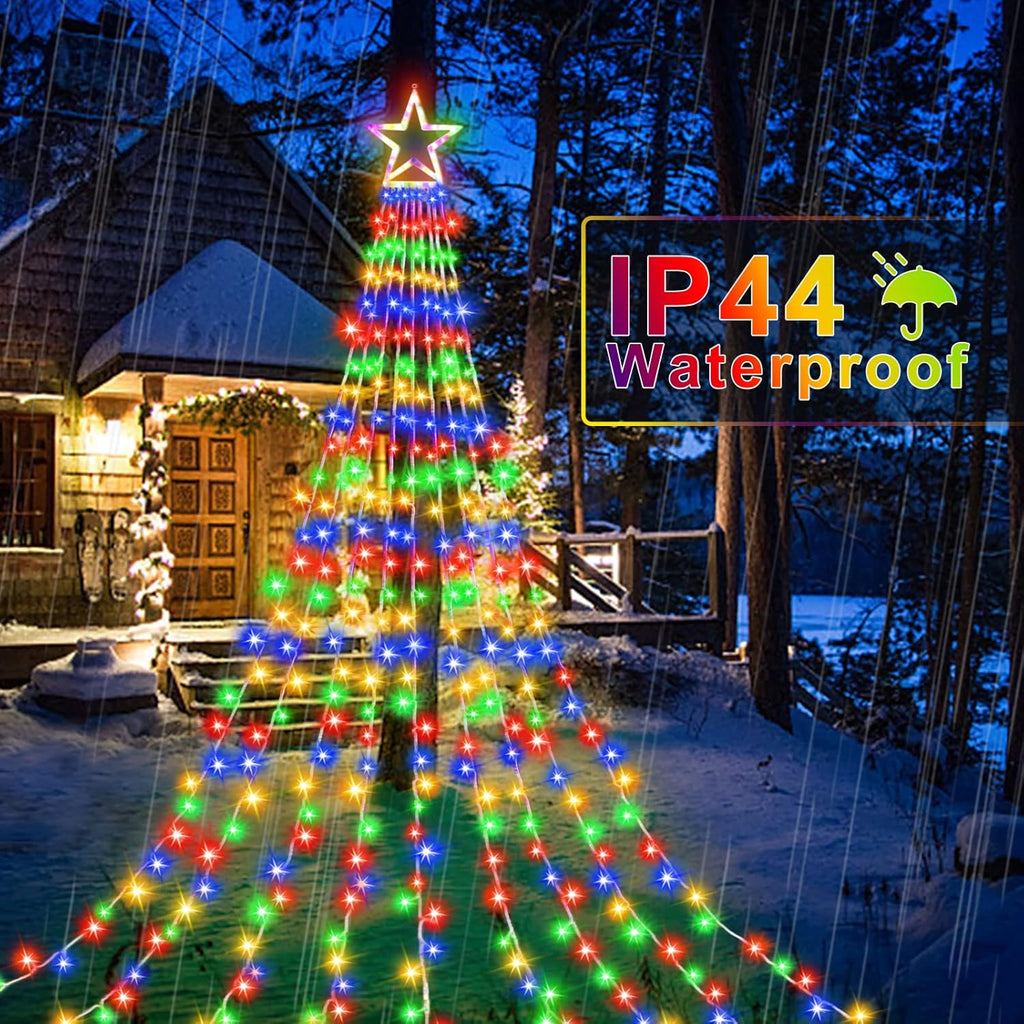 Skiennix Christmas Star String Lights - 320 LEDs Waterproof Fairy Lights with 13" Topper Star for Outdoor Decor