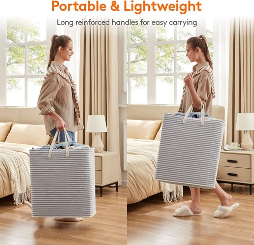 Lifewit Laundry Basket - 100L Collapsible Hamper with Reinforced Handles | Waterproof Grey Design