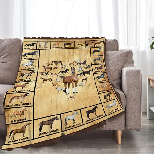 Horse Blanket Throws Horse Gifts Horses Throw Blanket for Girls Boys Kids Adults Soft Warm Cozy Fleece Blanket for Couch Sofa Bed 50"x40"