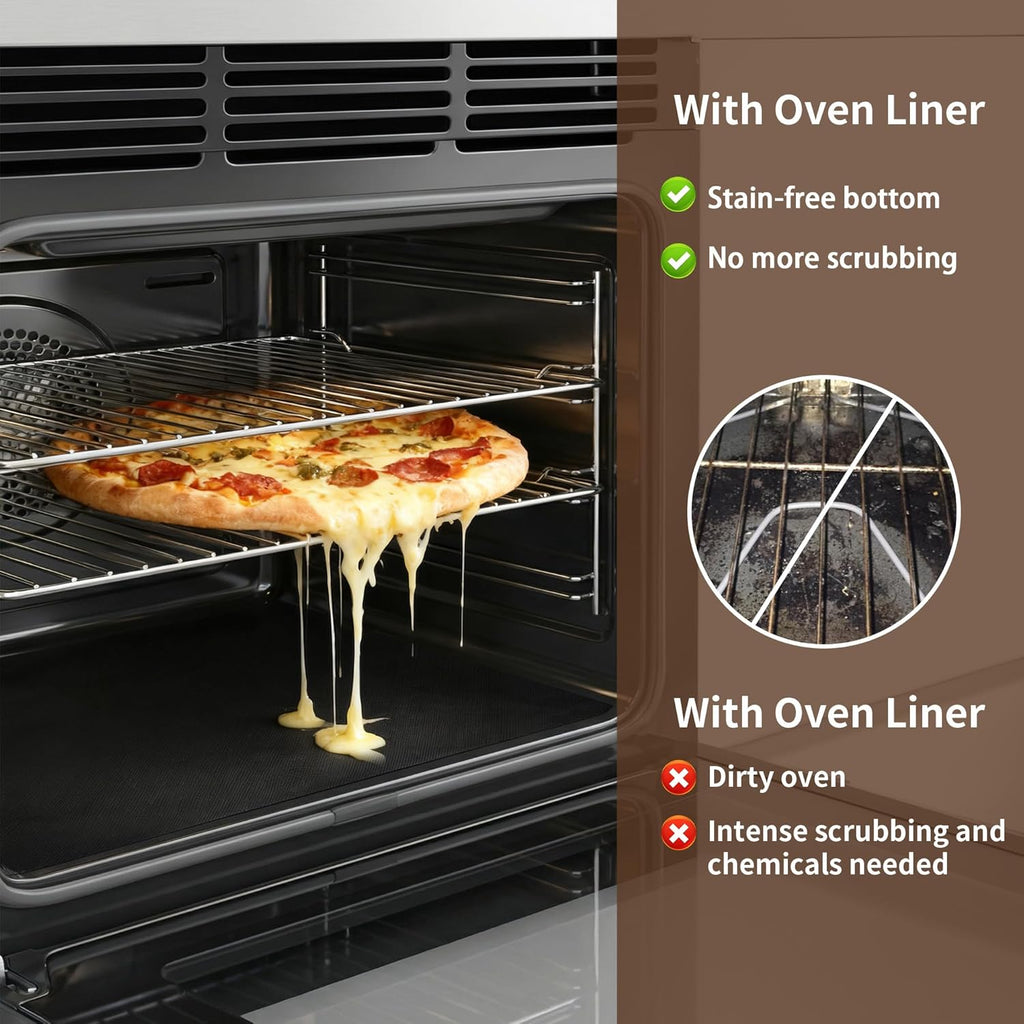 Regine Switzerland Heavy-Duty Oven Liners - 8 Pack Non-Stick Mats for Electric & Gas Ovens | 17 x 25 Inch Black