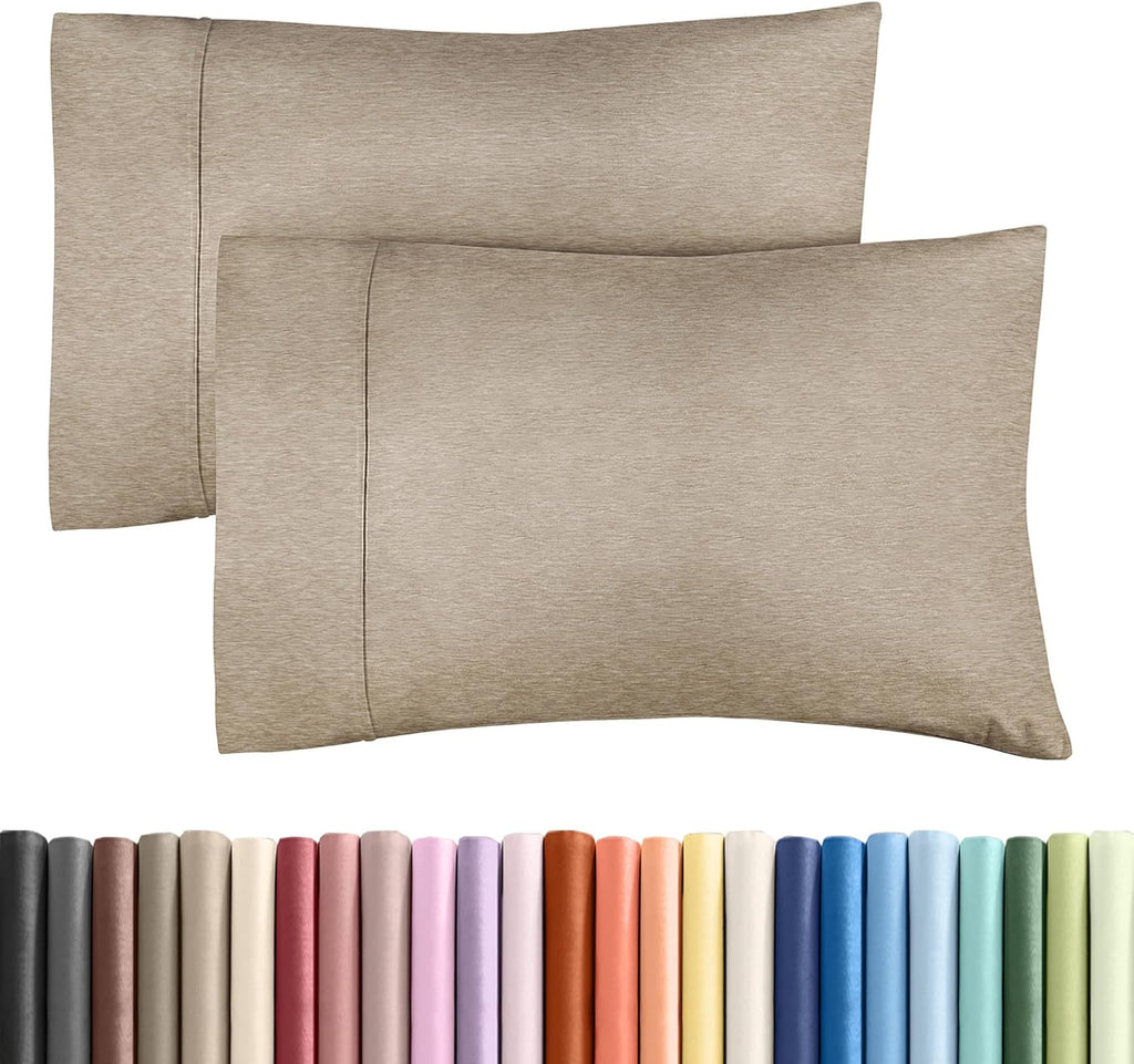 Queen Pillow Cases by [Brand Name] - Ultra Soft Hotel Quality Covers | Wrinkle-Free & Fade Resistant - 2 Piece Set in Heathered Beige