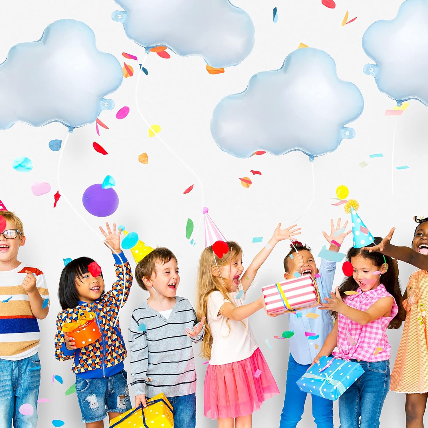 Sumind 28-Inch White Cloud Balloons - Cute Foil Decorations for Birthday, Baby Shower & Wedding Parties (Light Blue)