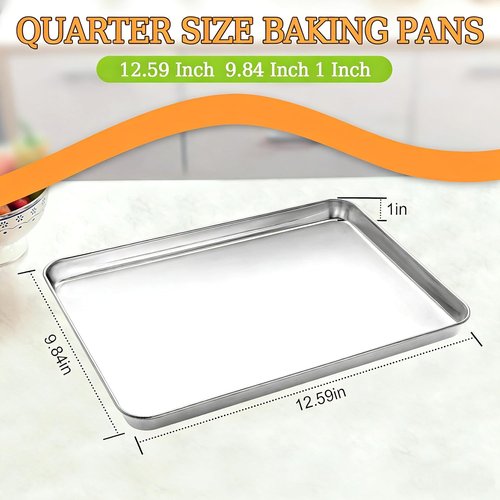 CEKEE Stainless Steel Baking Sheets - Heavy Duty 2-Piece Set | Easy Clean, 12.59 x 9.84 x 1 Inch