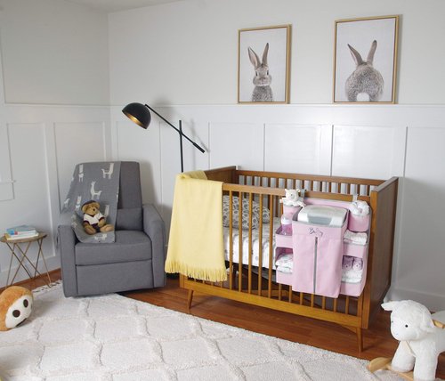 Llama Bella Premium Nursery Organizer for Baby Essentials | Hang on Crib, Changing Table, Playard or Furniture (Pink)