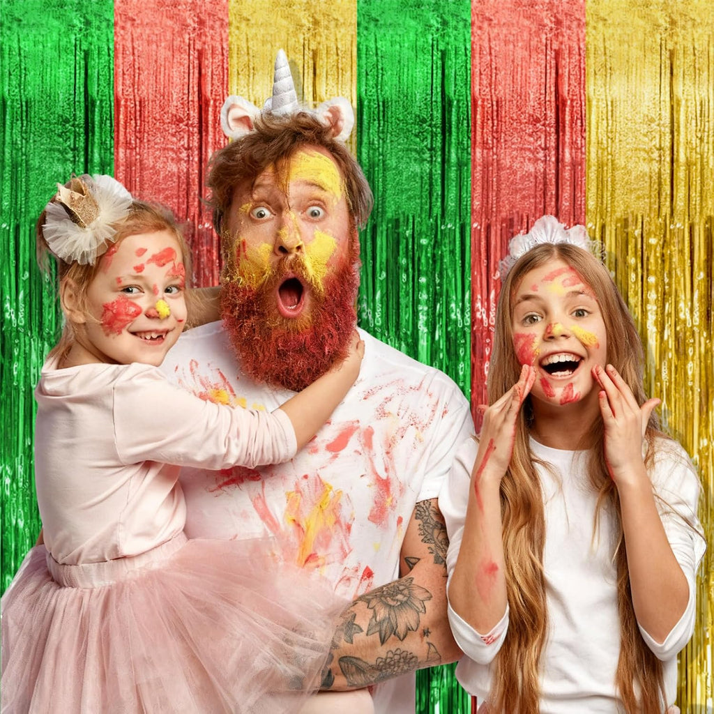 Skiennix Hawaii Party Backdrop - Vibrant Summer Streamers & Foil Fringe Curtains | 10 Pack for Celebrations