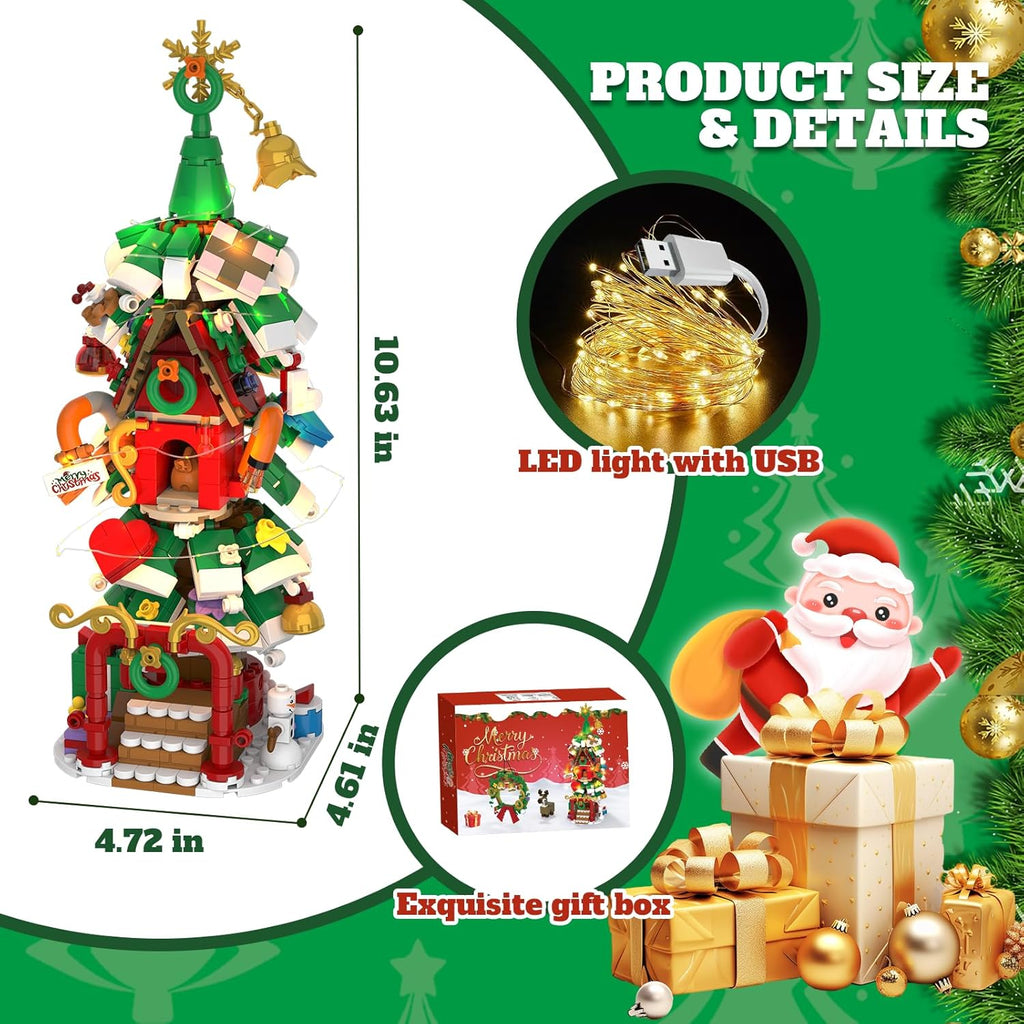 Advent Calendar 2025 - Christmas Tree House Building Set with LED Lights & Wreath | 24-Day Countdown Gift for Kids