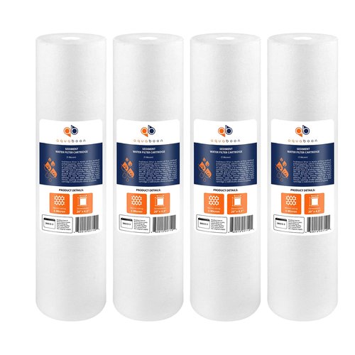 Aquaboon 5 Micron 20 x 4.5 Whole House Sediment Filter Cartridge 20 inch Water Filter Replacement Compatible with DGD-5005-20, FP25B, AP810-2, 4-Pack