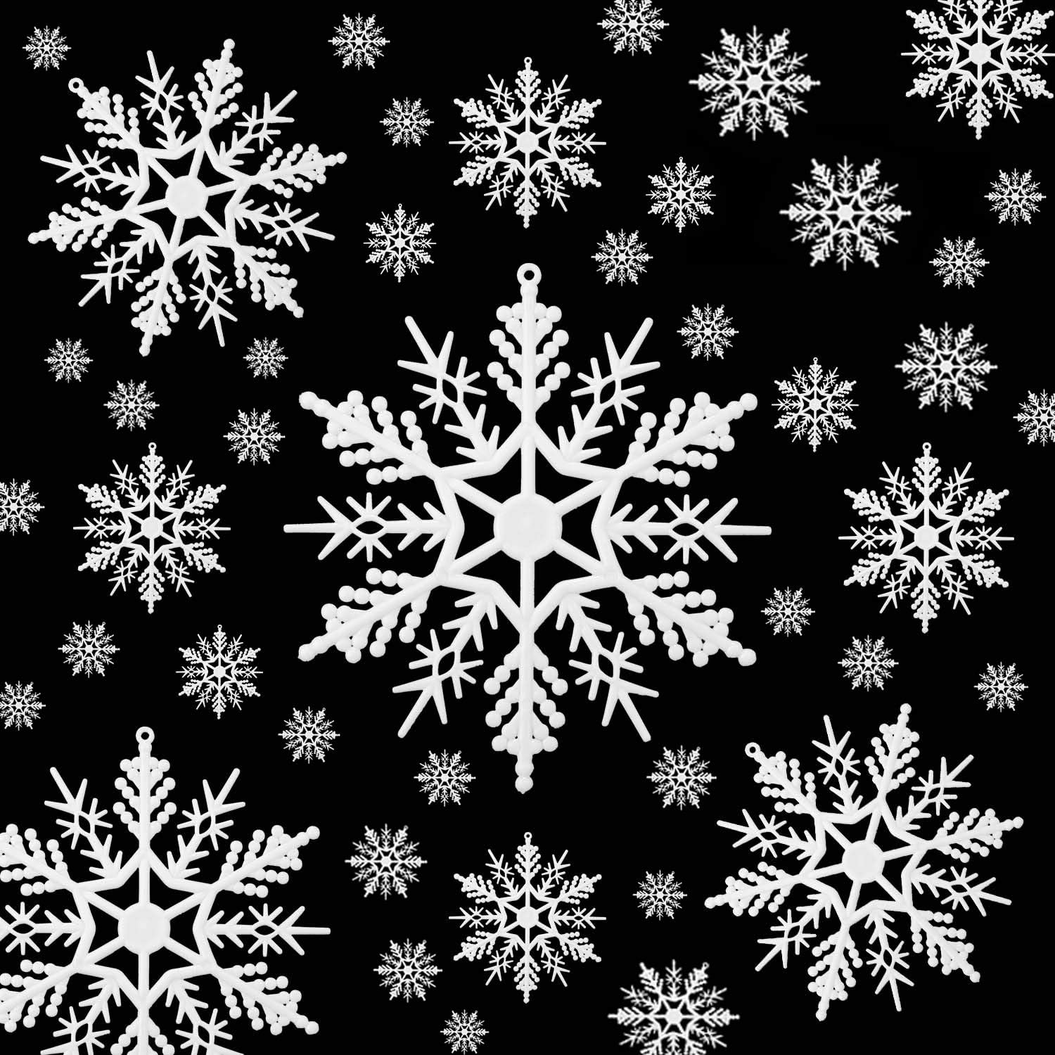 Tmflexe White Snowflake Ornaments - 110 Pieces for DIY Christmas Decorations | Assorted Sizes
