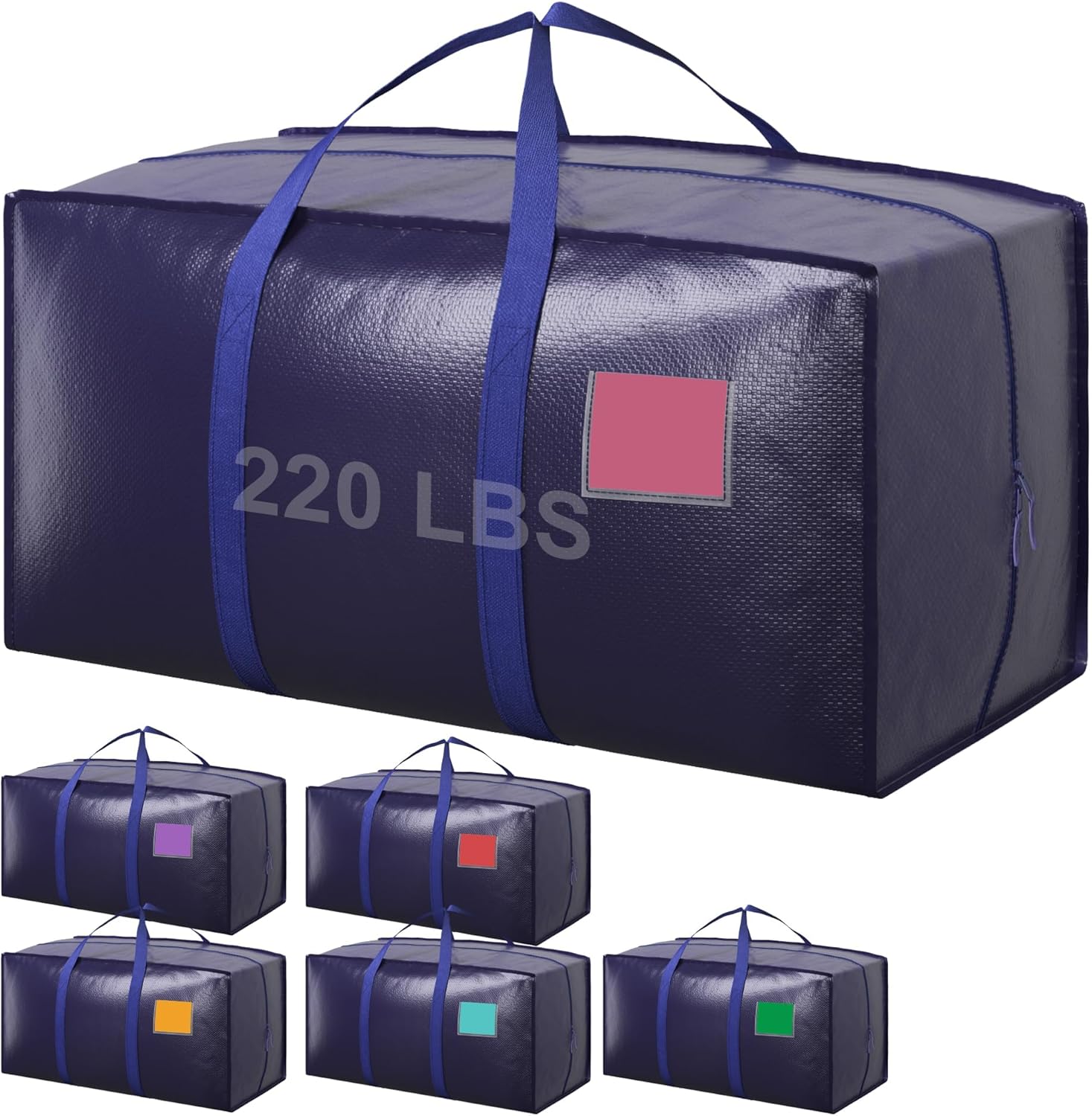 Moving Bags by [Brand Name] - Extra Large 93L Waterproof Storage Totes with Full-Open Zipper | 6 Pack, Blue