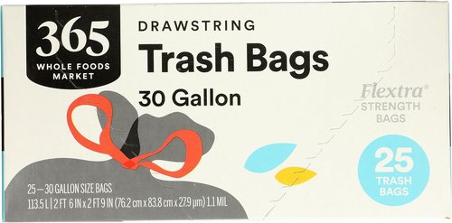 365 by Whole Foods Market | Flextra Strength 30 Gallon Drawstring Trash Bags - 25 Count