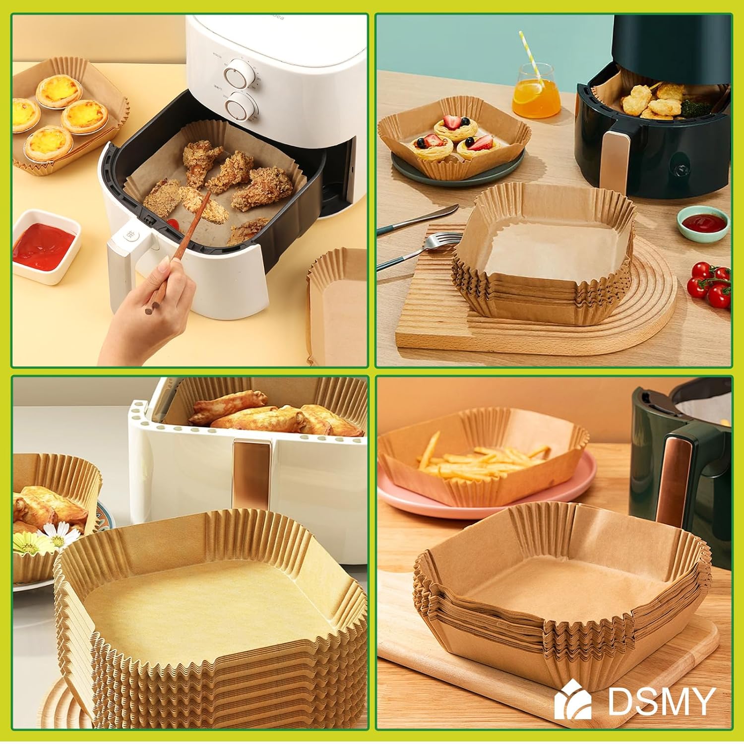 Skiennix 150 PCS Air Fryer Disposable Paper Liners - 8 Inch Non-Stick Parchment for 5-8QT Fryers