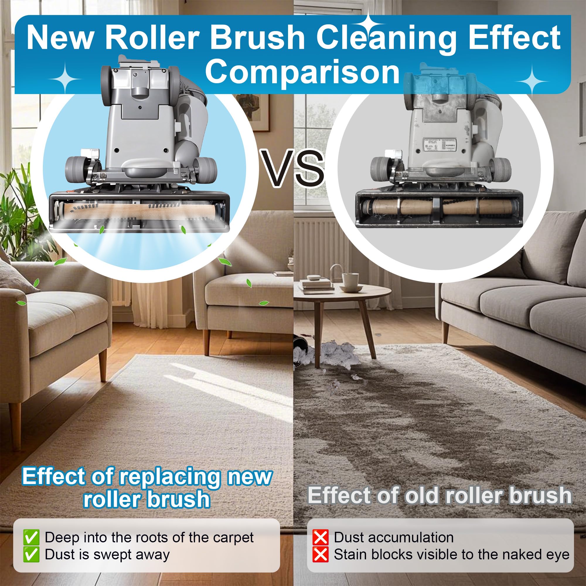 Ceoighe Vacuum Cleaner Brush Roll Compatible with Kirby Vacuum Cleaner G3/G4/G5/G6/Sentria, Ultimate G, Attachments Replacement Part, Brush Roller with Magnet&Ball Bearing for Deep Carpet Clean(1 Pcs)