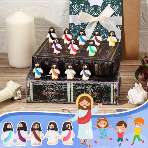 Bememo 12 Pcs Little Jesus Love You Figures - Vibrant Rubber Easter Party Favors for Kids