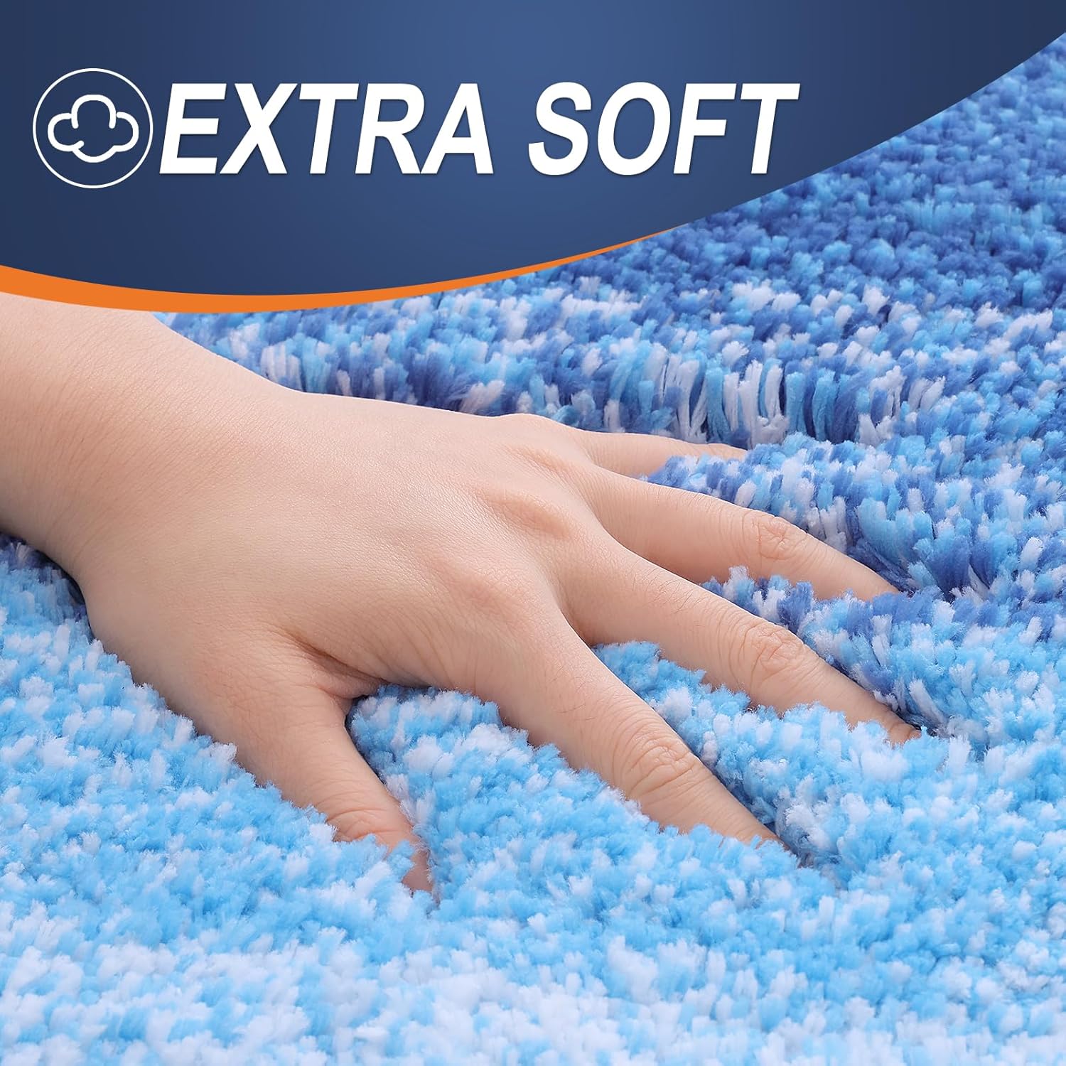 OLANLY Large Bathroom Rugs - Extra Soft Microfiber Mat 54x24 | Quick Dry, Washable, Rubber Backing, Light Royal Blue