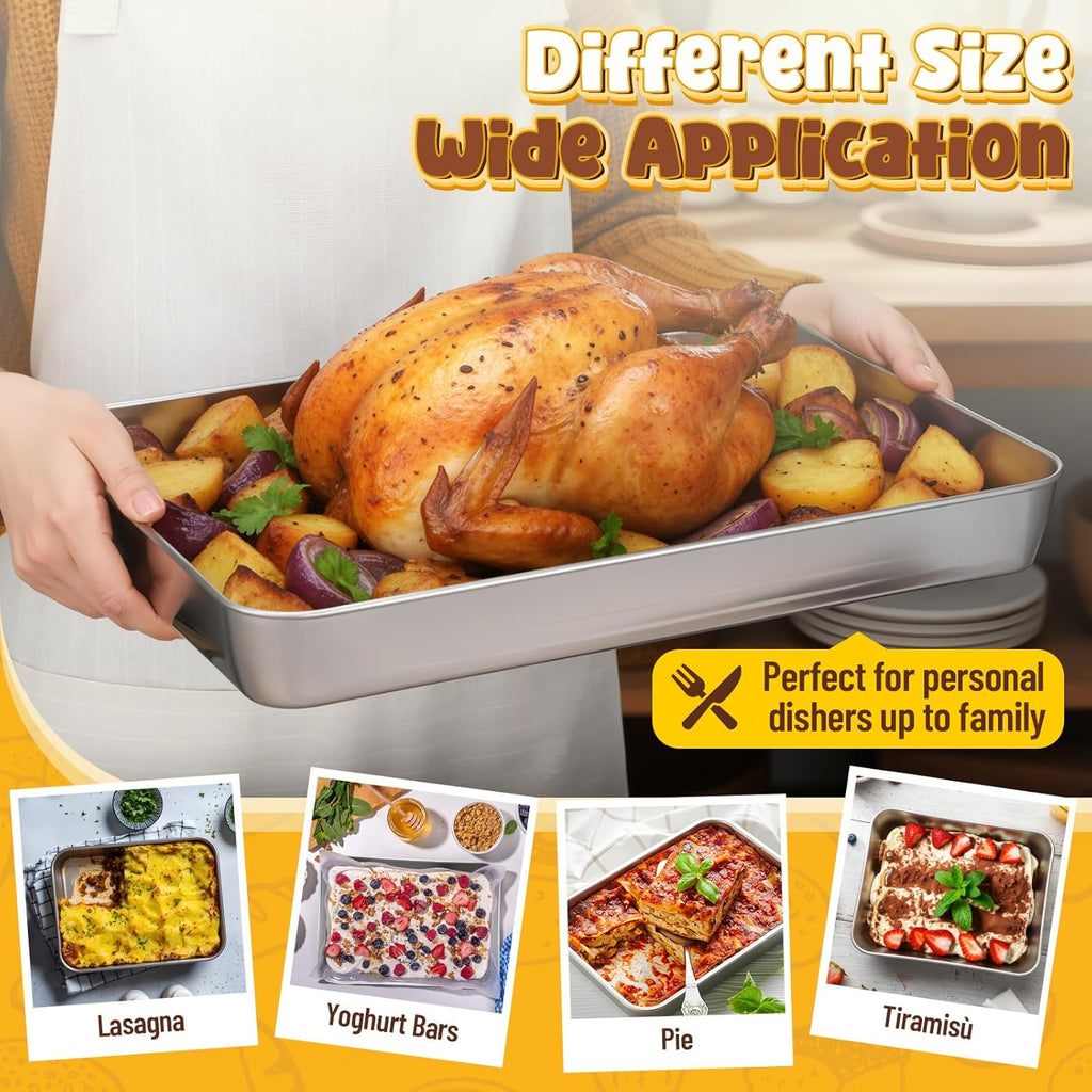 Skiennix 7-Piece Bakeware Set - Stainless Steel Baking Pans for Oven | Non-Toxic, Dishwasher Safe, Various Sizes