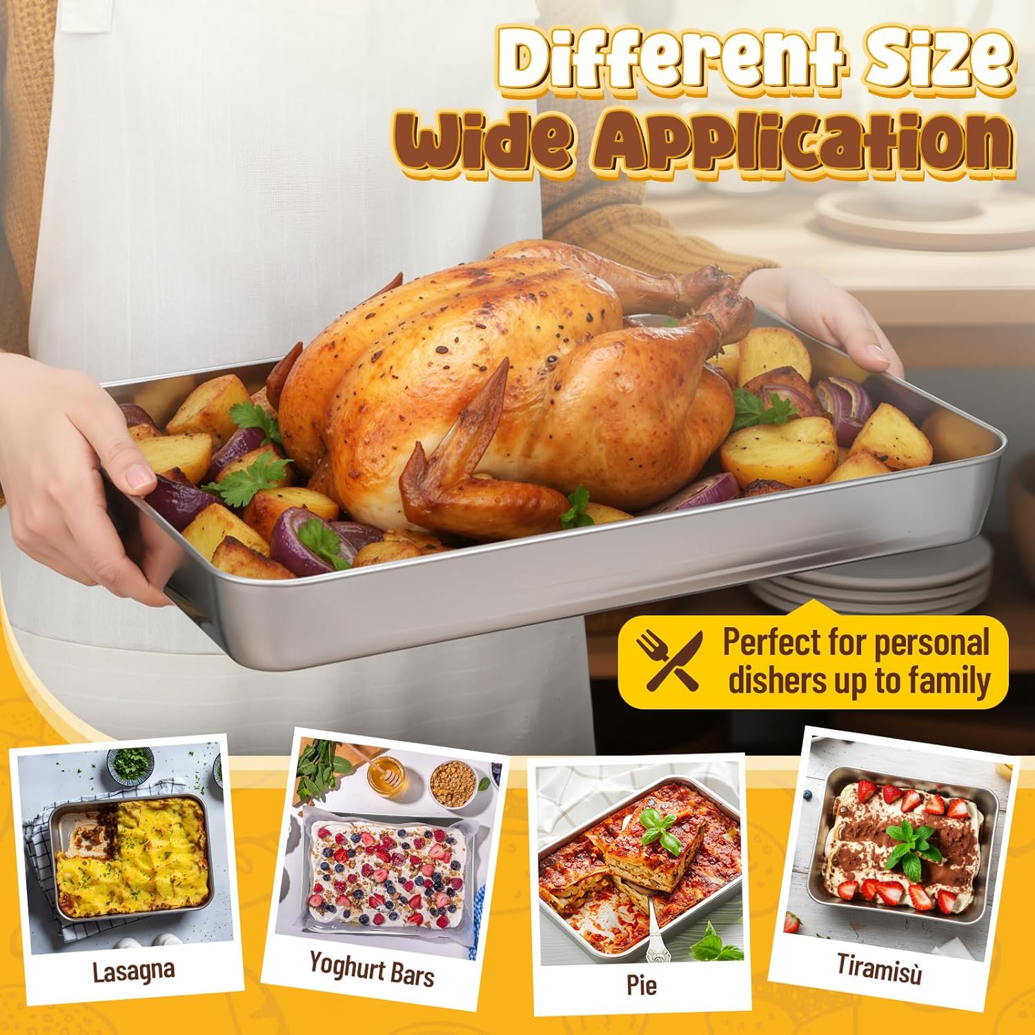 Skiennix 7-Piece Bakeware Set - Stainless Steel Baking Pans for Oven | Non-Toxic, Dishwasher Safe, Various Sizes