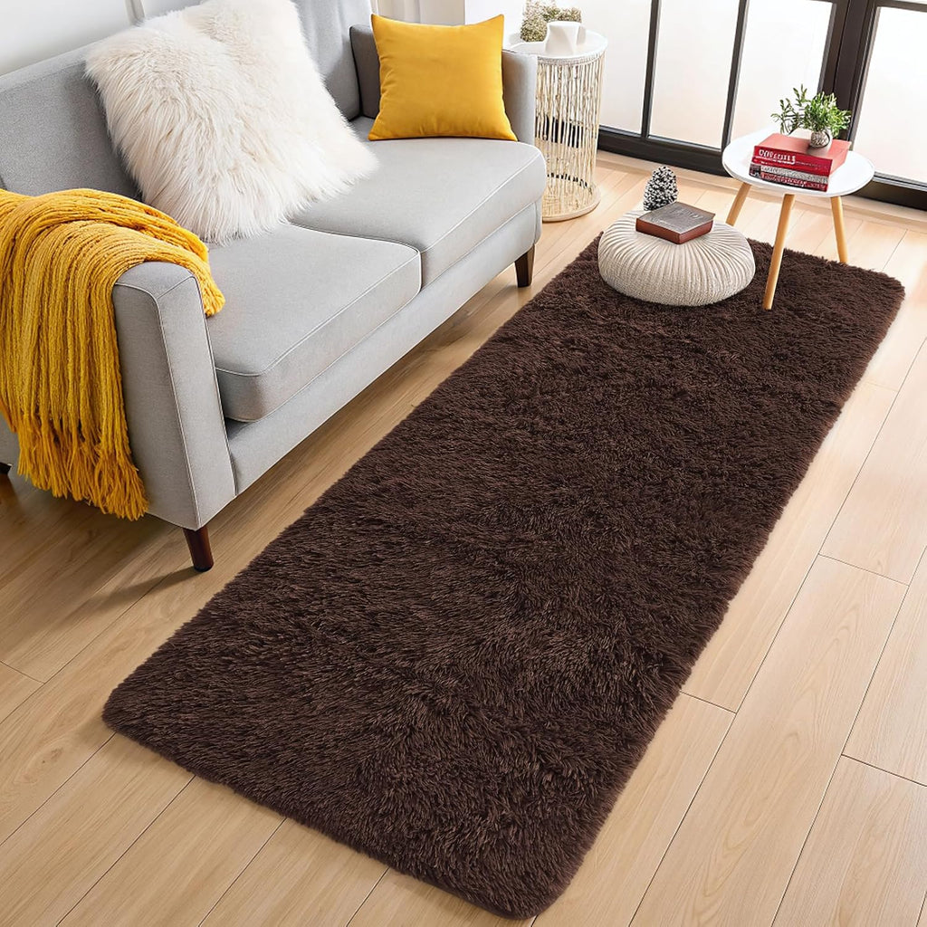 OLANLY 2x8 Machine Washable Runner Rug - Soft Fluffy Shaggy Design for Bedroom & Hallway Decor