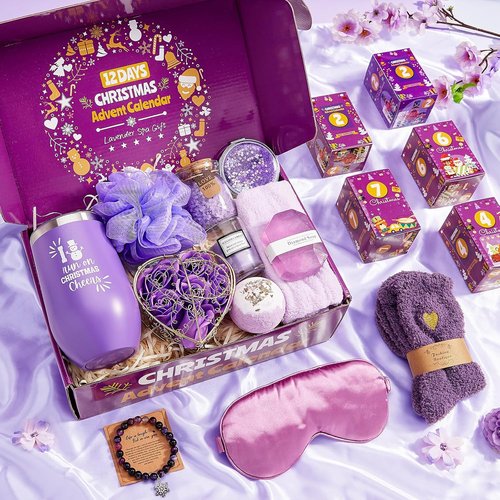 Advent Calendar | 12 Days of Unique Lavender Spa Gifts for Women - Perfect for Mom, Wife, Girlfriend, Sister