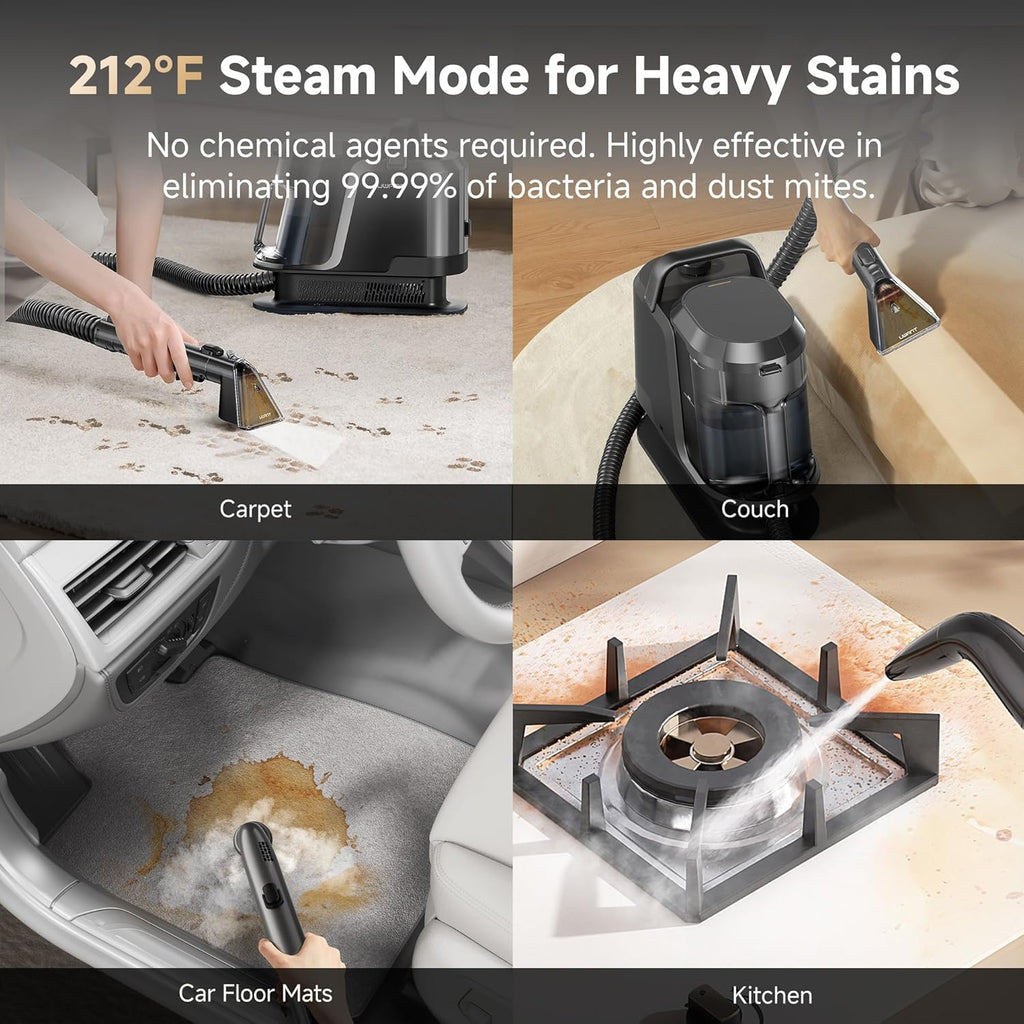 Skiennix Carpet Cleaner Machine - Powerful 18Kpa Suction with Steam & Hot/Cold Water System | Pet Pro Upholstery Cleaner (Americano)