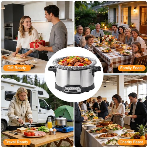 Vclpower Slow Cooker Liners 13”x21”, Large Size Disposable Cooking Bags, BPA-Free Pot Liners Fit 3–8 Quart slow cooker pot, Suitable for Oval & Round Slow Cooker, 20 Count