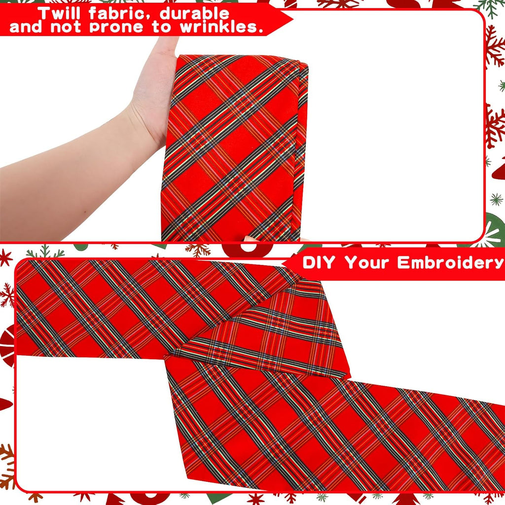TONIFUL Wreath Sash - Red and Green Check Plaid Design | 4.5" x 56" Indoor/Outdoor Holiday Decor