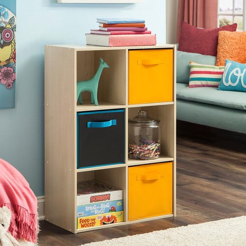 ClosetMaid Cubeicals 6-Cube Storage Shelf Organizer - Stackable Wood Bookshelf in Birch Finish