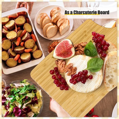 Zubebe 12 Pcs Bulk Wood Cutting Board with Handle Cutting Board for Laser Engraving, 13" x 7" Bamboo Serving Trays Charcuterie Trays for Customized Wedding Housewarming Mom Christmas Gift Party Favor