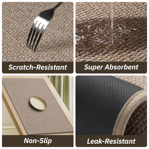 RESARE Kitchen Rugs, Non Slip Kitchen Mats for Floor, Absorbent Quick Dry Washable Kitchen Mats in Front of Sink, Hallway, Laundry, Kitchen Runner Rug(Beige, 17"x 70")