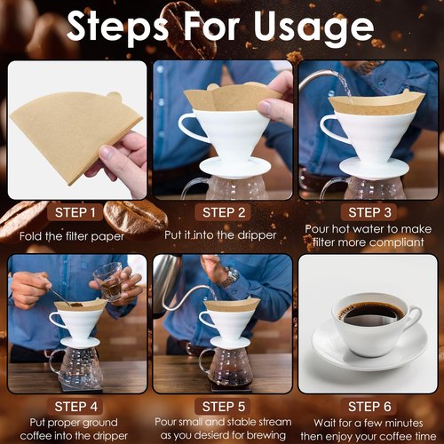 1000 Count Coffee Filters #2, Unbleached Cone Coffee Filters 2, Disposable Natural Paper Filters 2-4 Cup, 02 Cone Filters for Pour Over and Drip Coffee Maker