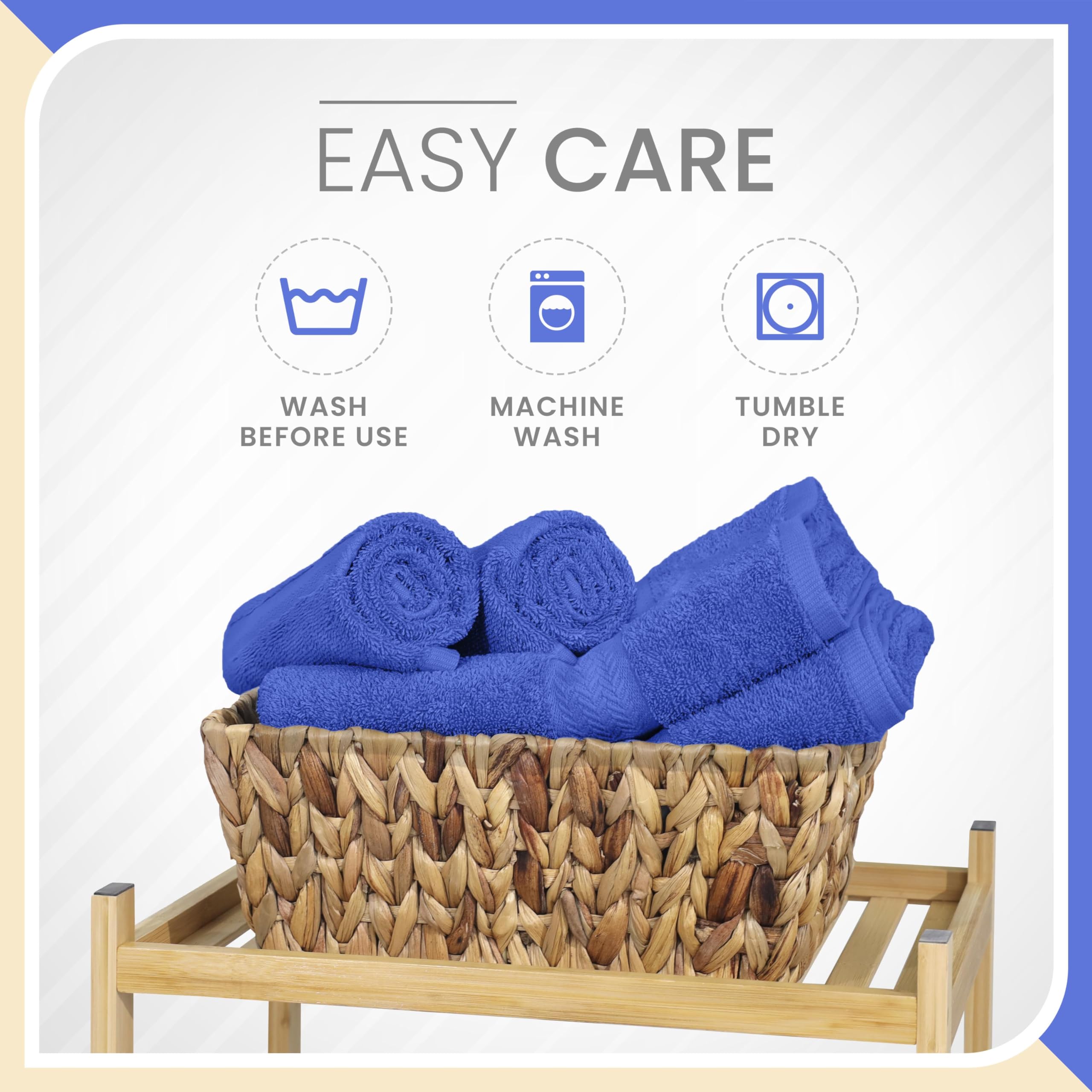 Martex 6-Piece 100% Ringspun Cotton Towel Set | Quick Dry | Super Absorbent & Soft | Lightweight | 2 Bath Towels | 2 Hand Towels | 2 Wash Cloths | Cobalt Blue