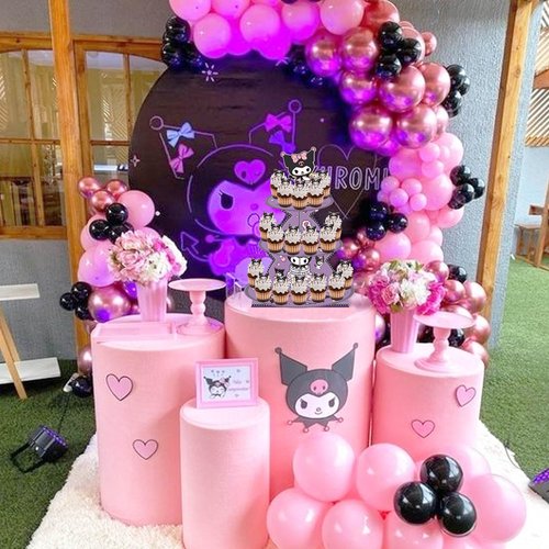 Kawaii Cartoon Birthday Decorations, Purple Cupcake Stand Party Supplies - 3 Tier Paper Cupcake Holder - Dessert Display Stand for Adult Birthday Party Decoration
