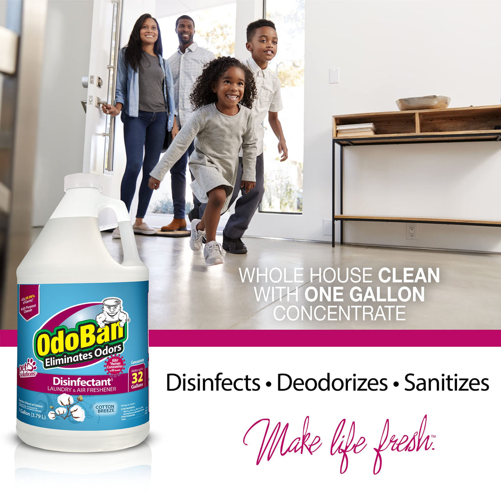 OdoBan Disinfectant Concentrate and Odor Eliminator, Made in the USA, Cotton Breeze Scent, 4 Gallons