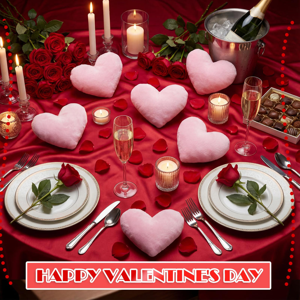 PullCrease 24 Pcs Valentine's Day Heart Shaped Plush Decorative Pillows Bulk Stuffed Plush 5.5" Soft & Fluffy Heart Decor & Gifts for Valentine's Day Weddings Parties Bed Room Office Sofa (Pink)