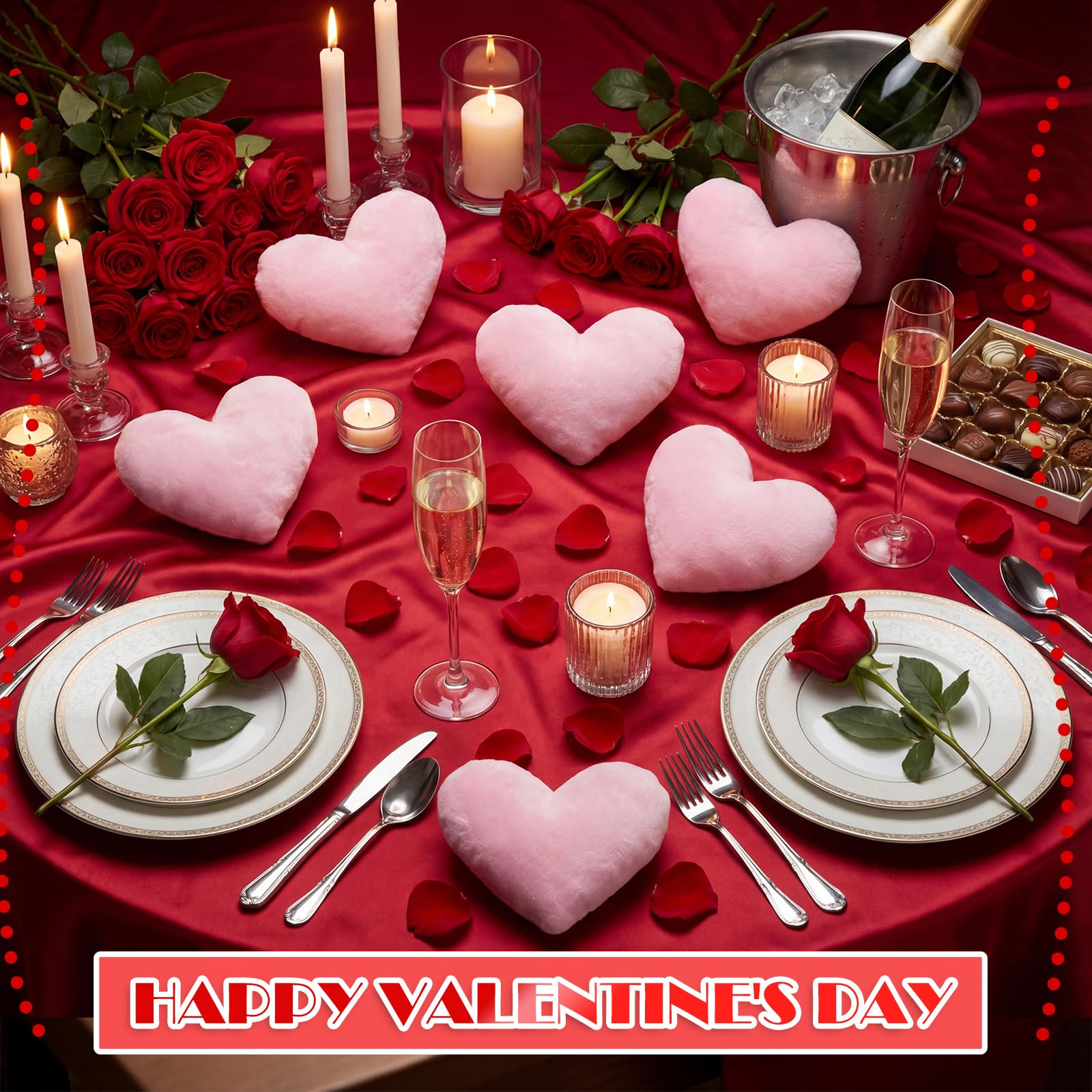 PullCrease 24 Pcs Valentine's Day Heart Shaped Plush Decorative Pillows Bulk Stuffed Plush 5.5" Soft & Fluffy Heart Decor & Gifts for Valentine's Day Weddings Parties Bed Room Office Sofa (Pink)