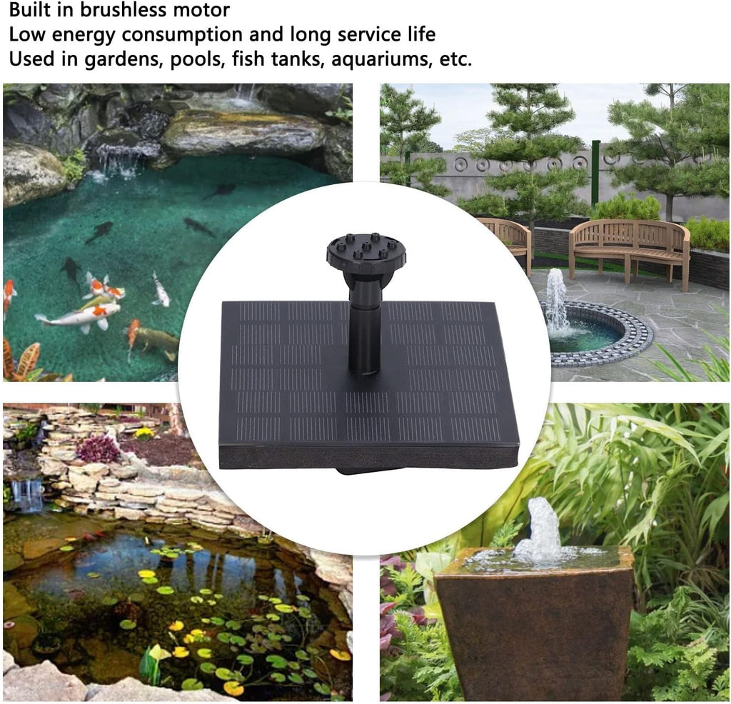 Skiennix Solar Water Fountain - Versatile Bird Bath Pump with 6 Nozzles | Monocrystalline Silicon Design for Garden, Pond, Pool