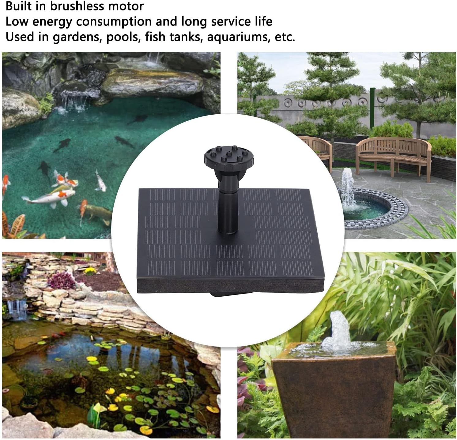 Skiennix Solar Water Fountain - Versatile Bird Bath Pump with 6 Nozzles | Monocrystalline Silicon Design for Garden, Pond, Pool