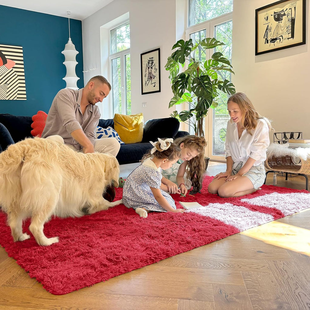 OLANLY Runner Rugs - Soft Fluffy Machine Washable 2x6 for Hallway, Bedroom & Nursery - Red Aesthetic Decor
