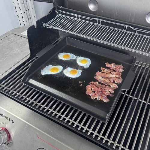 Cast Iron Griddle for Gas Grill, Kitchen Stove Top, Universal Flat Top Griddle Grill Flat Insert for Outdoor Camp Camping and BBQ Accessories, Large Cast Iron Skillet for Range Oven, Gift for Men