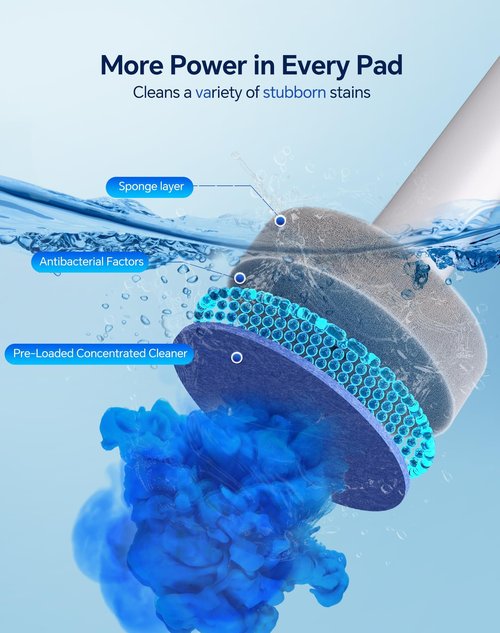 LFBEAR Disposable Toilet Brush Wand, Wall Mounted Toilet Cleaner Kit with Holder, 18 Refills Replacement Heads for Bathroom Cleaning