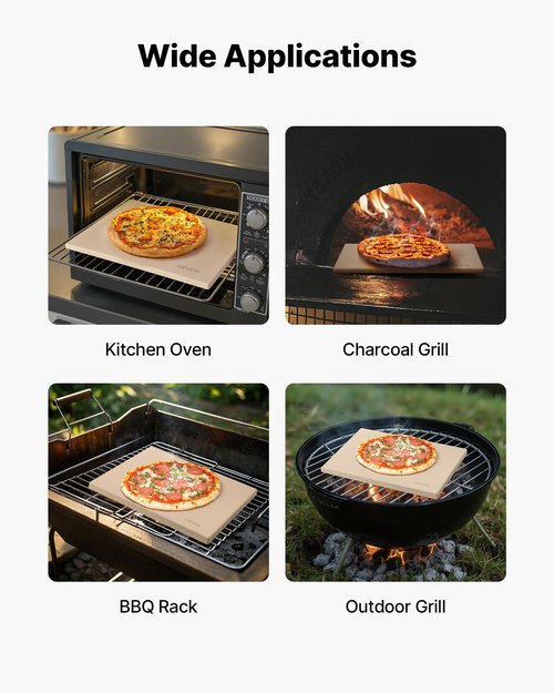 VEVOR Pizza Stone, 20 x 14 x 0.67 in Rectangular Pizza Stone, Extra Large Baking-Stone with Scraper, 1450℉ Heat-Resistant Cordierite, for Oven, BBQ Griller, Baking Bread & Pizza
