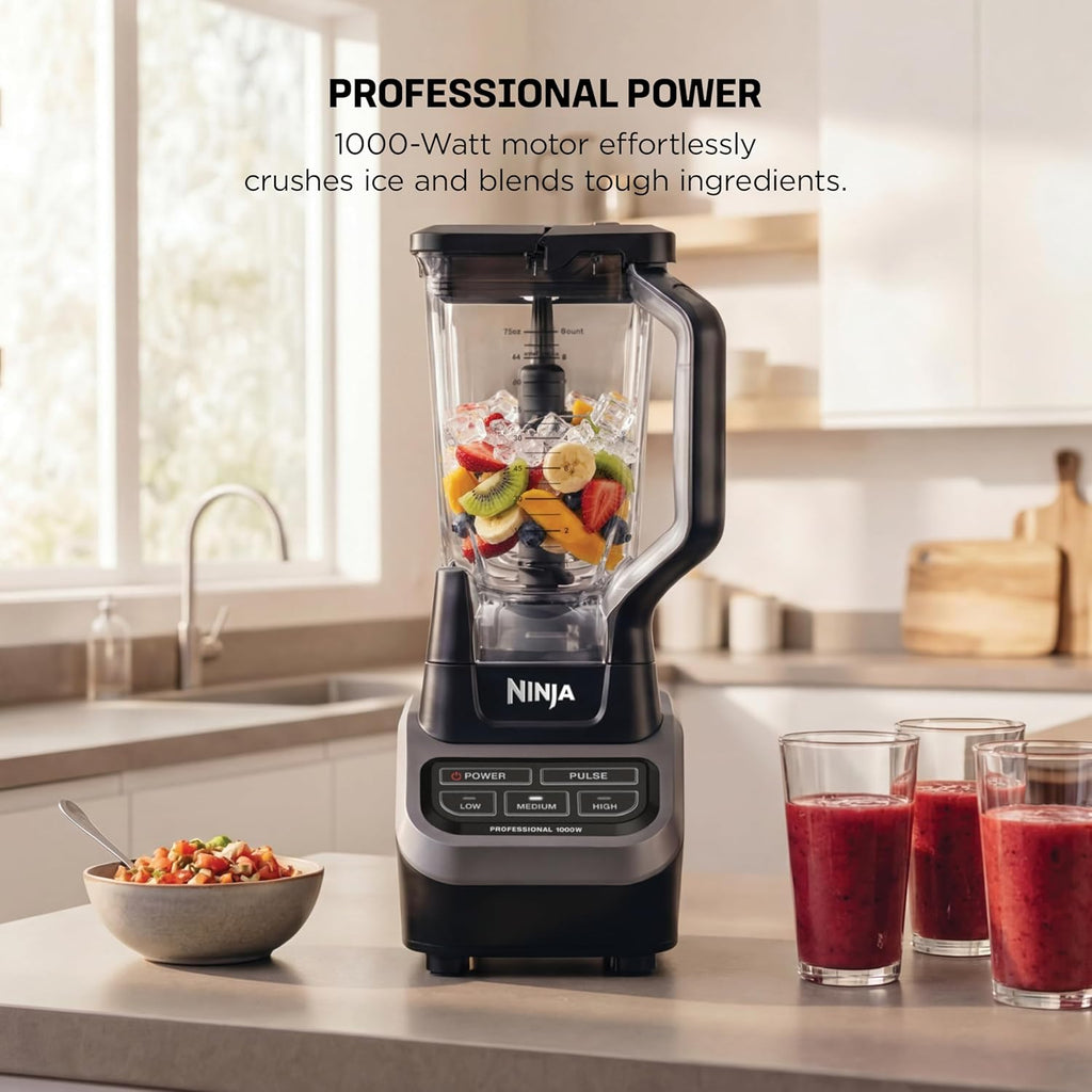 Ninja Professional Blender - 1000W Smoothie Maker with Total Crushing Technology | XL 72-Oz Pitcher in Black and Grey