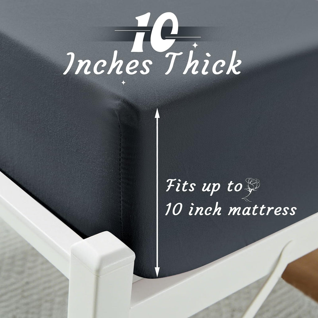 VACVELT Cot Fitted Sheet, 31 x 75 Inch Charcoal Black Cot Sheets, Ultra Soft and Breathable Microfiber Bed Cover Snug Fit for Narrow Twin/RV Bunk/Camper Bunk/Guest Beds/Trifold Mattress
