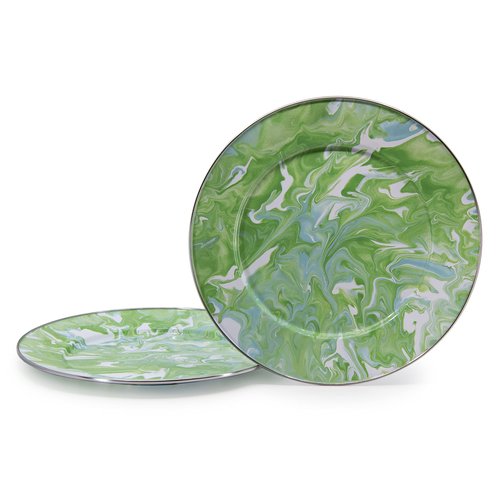 Golden Rabbit Enamelware Chargers, 12.5 inch, Modern Monet, Set of 2