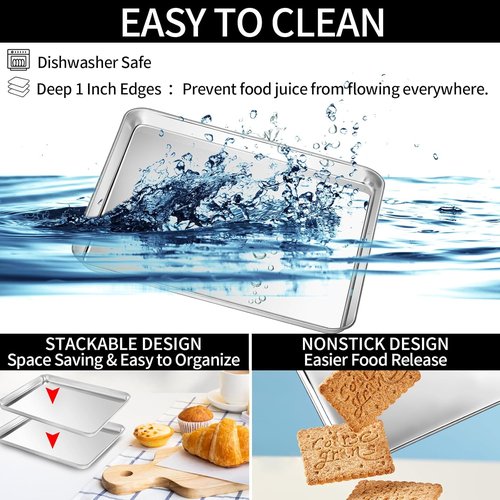 CEKEE Baking Sheet Set - 6-Piece Stainless Steel Cookie Sheets with Cooling Racks | Heavy Duty & Dishwasher Safe