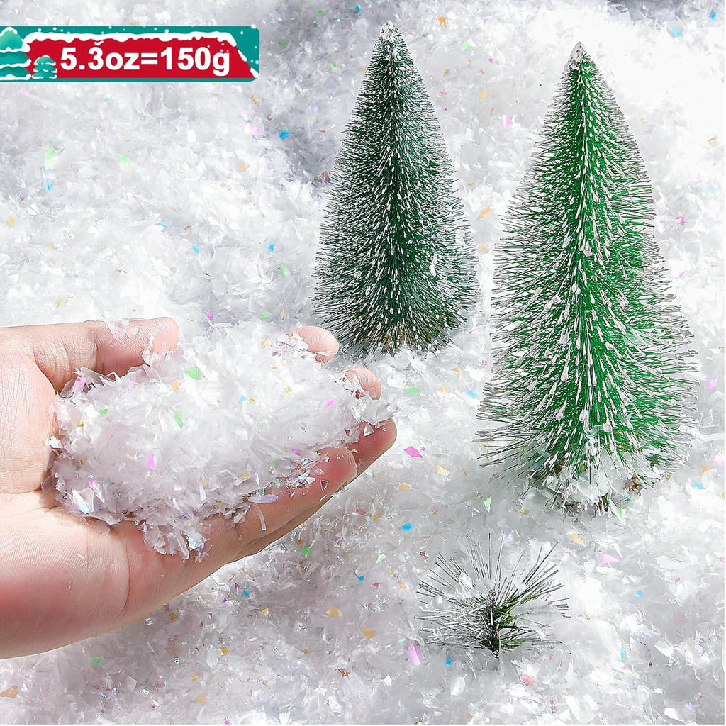 Skiennix Fake Snow Decor - Glittery Artificial Snow for Holiday Crafts & Christmas Parties - 5.3 Ounce