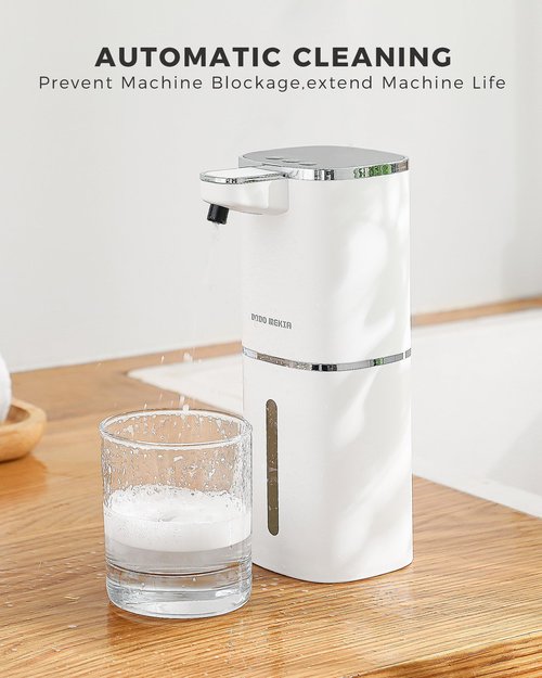 DODO MEKIA 2 Pack Automatic Foaming Soap Dispenser, 400ml//13.53oz, USB Rechargeable, 9- Adjustable Foam Levels, IPX5 Waterproof, Touchless & Wall/Tabletop Use for Kitchen Bathroom, White