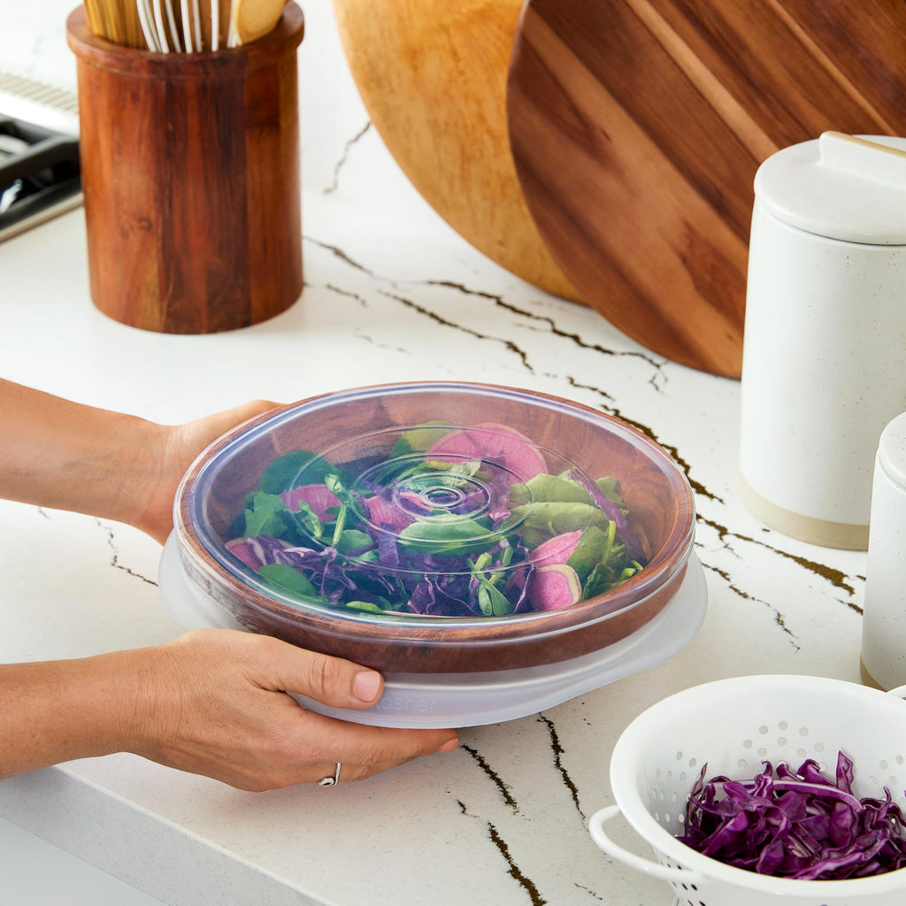 Stasher Premium Reusable Silicone Stretch Lids, Clear, 3pk of 9” Lids, Airtight Seal, Food Container Covers, BPA Free, Leak-free, Dishwasher Safe, Microwave Safe, Eco-Friendly