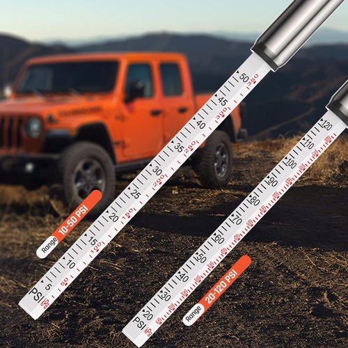 ETENWOLF Tire Pressure Gauge Set - Accurate 10-50PSI & 20-120PSI with 16 Tire Caps | Durable Stainless Steel